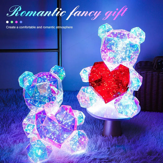 30cm LED Luminous Plastic Bear Lamp A Romantic Valentine's Day And Children's Day Gift For Girl For Household Bedroom Decoration